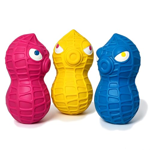 HOLYSTEED Latex Squeaky Dog Toys for Small Dogs, Mini Breeds, 1.6" Peanut - size: Small