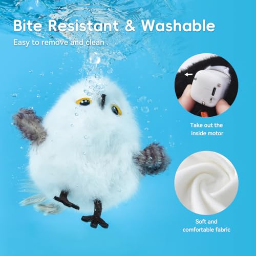 Interactive Cat Toys for Indoor Cats, Flying Bird Toy with Flapping Wings - color: white