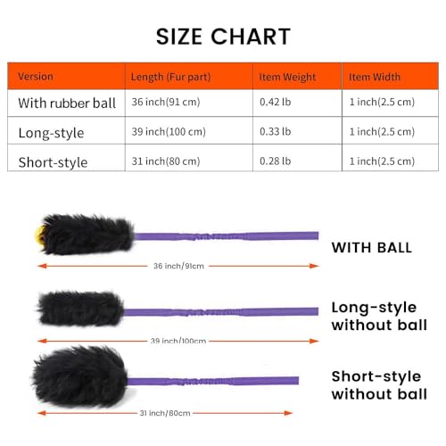 HOWGO Bungee Dog Toy, 100% Sheepskin Tug Rope (Purple, Long w/o Ball 2PC) - color: Purple, size: Long Without Ball 2Pack