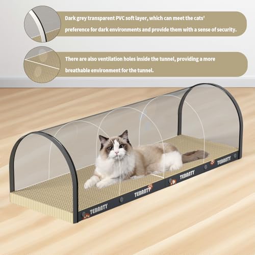 3 Function in 1 Cardboard Cat Scratcher Board, 31.5 in Cat Scratcher House, Cat Scratchers for Indoor Cats, Arched Cats Scratch Pad As Cat Bed, Cat Tunnel for Sleep, Grind Claws (Dark Gray) - color: Dark Gray