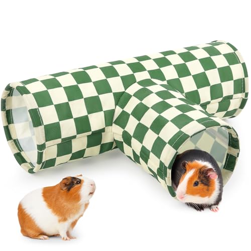 Bienbee Guinea Pig Tunnel, 3-Way Washable Collapsible Toy for Small Animals