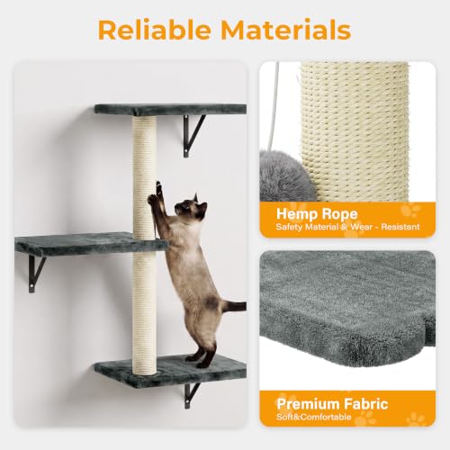 8-in-1 Cat Wall Shelves, Cat Wall Furniture Set - color: Grey