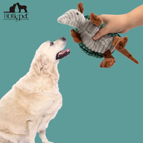 Hollypet Armadillo Squeaky Puppy Dog Toys for Small Medium Dogs, 8" - color: Deep Green, size: 8 IN