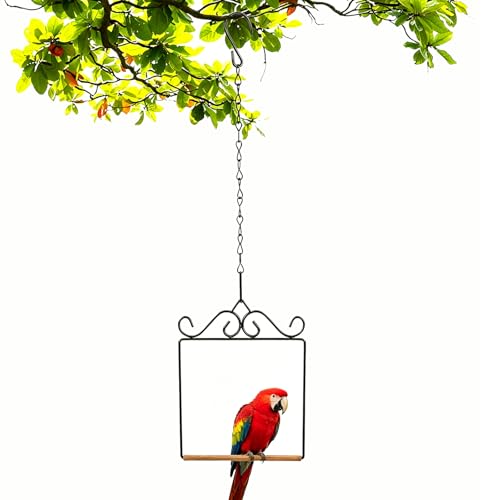 Easy Hang Hummingbird Swing with Hanging Chain, Metal Frame Wooden Dowel Hummingbird Perch, Humming Bird Swings for Hanging Indoor, Outdoor, Trunk, Lawn, Patio
