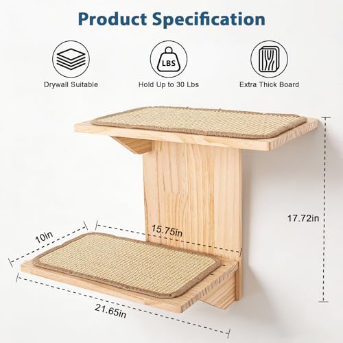 Cat Wall Shelves, Branch Style 2 Platform Cats Walls Furniture. - color: brown