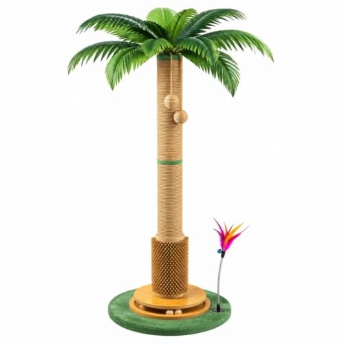 Nuanchu Coconut 45in Cat Scratching Post Tree for Indoor Cats Adults