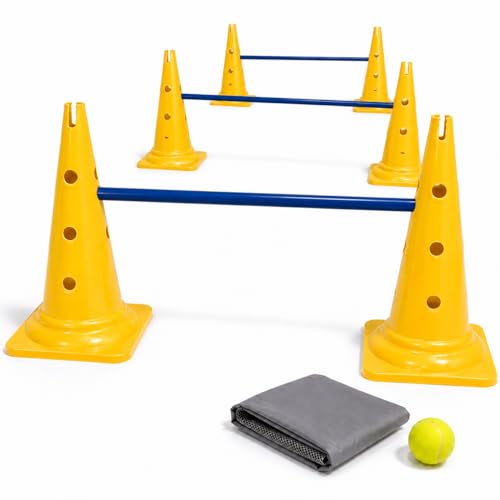 Dog Agility Equipment, 20-Inch Hurdle Set, 10.6 oz Weighted Cones - size: 20-Inch-Yellow