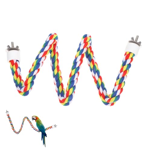iplusmile Parrot Rope Perch 31.5 Inch Durable Cotton Climbing Toy for Birds Cage Chew Toy for Large Parrots Budgies Cockatiels and Conures Stress Relief and Exercise Accessory