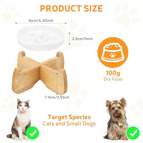 Raised Ceramic Slow Feeder Cat Bowl 6.3" Wide with Stand (1 Pack) - color: Raised Slow Feeder Bowl (1 Pack)