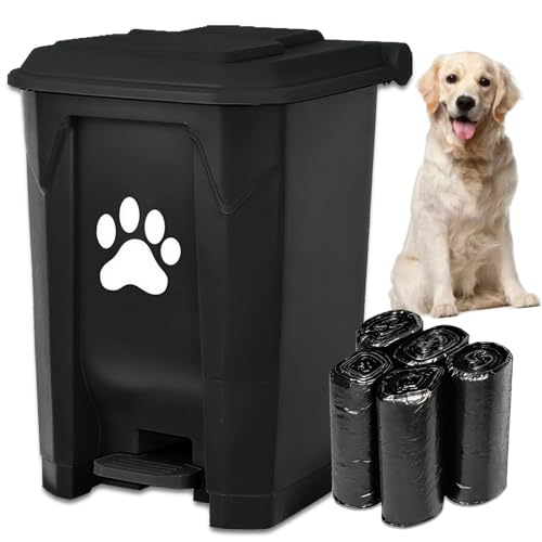 Outdoor Trash Can Dog Poop Bin Dog Waste Trash Can Pet Outside Garbage Can - color: Black with 5rolls Bags