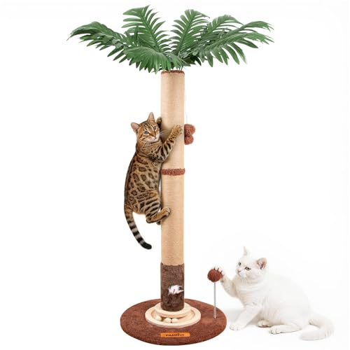 【Material Upgrade】 Famifit 53.6" Palm Tree Cat Scratching Post, Tall Tree - color: Brown