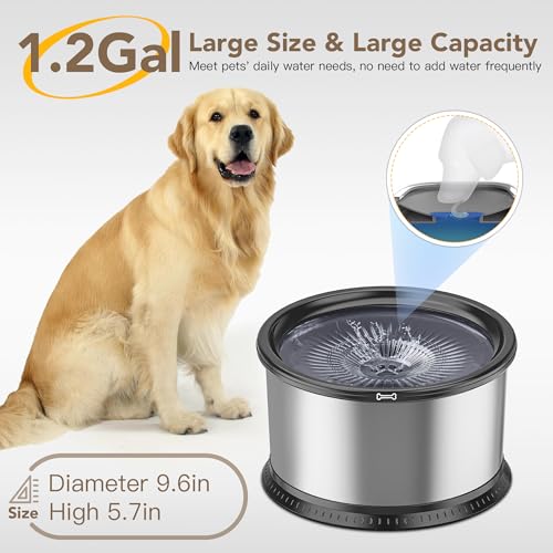 4.5L Stainless Steel Dog Water Bowl, No Spill Water Bowl for Dogs - color: Black, size: 4.5L