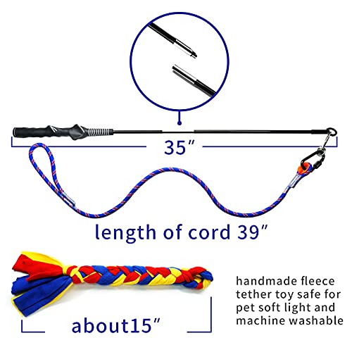 Flirt Pole for Dogs-Interactive Lures Durability Rope,Chase and Tug of war Puppy Toy，Outdoor Dog Agility Training Equipment Plush，Teaser Chew Pet Kits for Small Medium Dogs