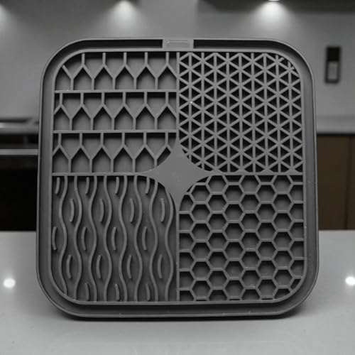 Dog, cat Silicone Food Grade Licking mat Slow Feeder Great for Yogurt,Peanut Butter Cold Smear Treats (Black, Medium) - color: Black