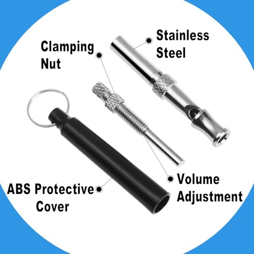 Dog Whistle with Lanyard Whistle to Stop Barking Neighbors Dog Provides The Perfect Bark Control and Effective Memory Training for All Dog Breeds (Black+White, 2 Pcs)