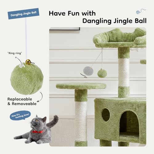 DUMOS 54-inch Cat Tree Tower with Scratching Posts, Indoor Use - color: Green, size: 54 Inch