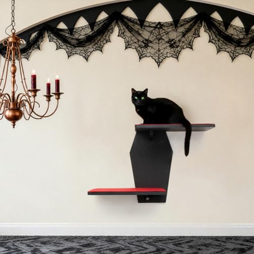 Sintuff Cat Wall Shelves Gothic, 2 Tier Coffin Wall-Mounted Furniture