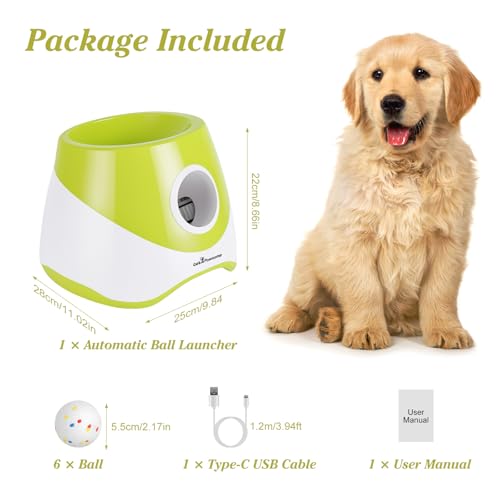 Automatic Dog Ball Launcher, Dog Ball Thrower with 3 Launching Distance - size: 20-46ft