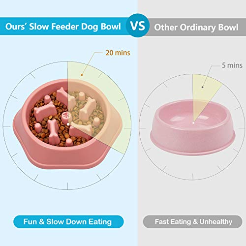 UPSKY Slow Feeder Dog Bowl Anti-Chocking Slower Feeding Pet Puzzle Bowls - color: Pink