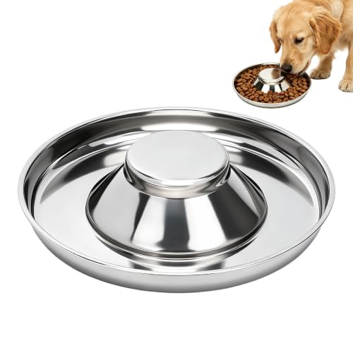 1 Pack Stainless Steel Puppy Bowls, Non-Skid Slow Feeder Bowls for Dogs, Raised Dog Food and Water Dish for Feeding Small Medium Large Breeds, Cats and Multiple Pets (10inch*1) - color: 10inch*1