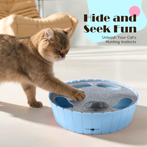 Pawaboo Interactive Cat Toy with Running Mouse, Automatic Track Kitten Toy - color: C-Blue