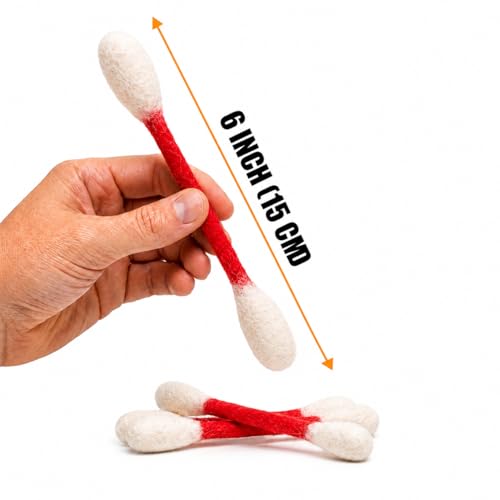 Glaciart One Swabs Cat Toys with Catnip - 6 Pk | Durable for Chew, Cute Cat Toys Interactive Kitty for Boredom, Exercise, & Play | Filled w/Organic Catnip for Anxiety & as Digestive Aid | Gift Idea - color: Red Swabs, size: Regular