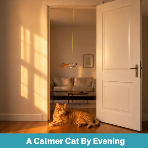 Hanging Bird Cat Toy for Indoor Cats, Motion Activated Chirping with Catnip