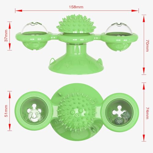 GBSYU Interactive Windmill Cat Toys with LED Light Ball Suction Cup Catnip Cat Chew Exercise Toy for Indoor Cats - color: Green