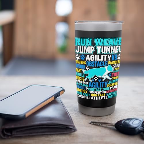 Run Weave Jump Tunnel Dog Agility Stainless Steel Insulated Tumbler - color: Black