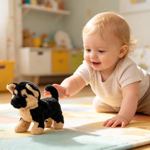 Hopearl Walking German Shepherd Interactive Electronic Pet Plush Toy Puppy Woof and Moving Animated Nodding Head Gifts for Toddlers Birthday,7'' - style: German Shepherd