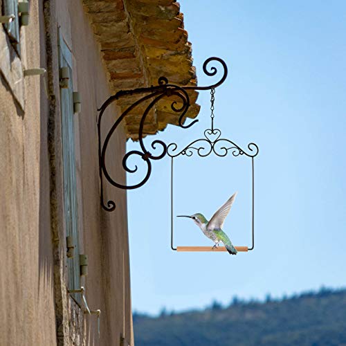 Hotop 2 Pcs Hummingbird Swings and Perches Wooden Dowel Chain, Black
