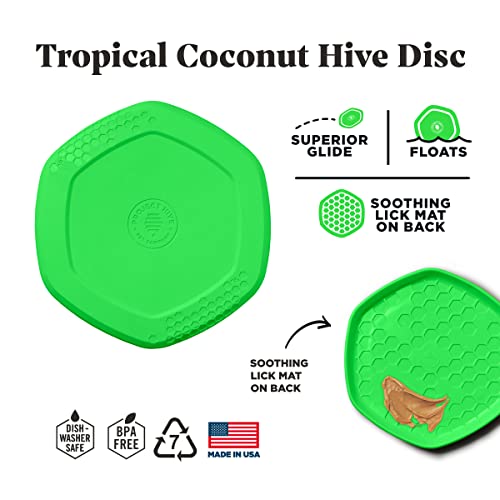 PROJECT HIVE ·PET COMPANY· Dog disc - Great for Fetch - Includes a Lick mat on Back - Floats in Water, Smooth Glide - Made in The USA (Tropical Coconut) - color: Tropical Coconut
