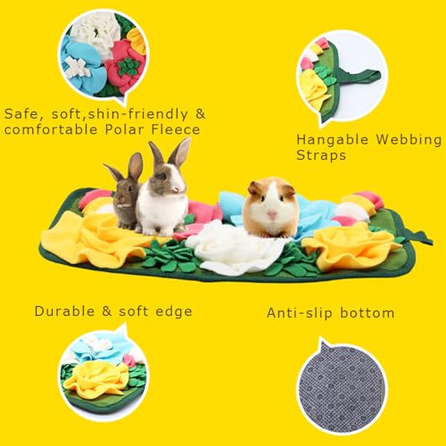Rabbit Foraging Mat Interactive Bunny Snuffle Mat for Small Animals - color: blue