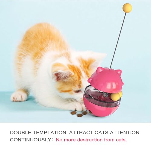 Interactive Cat Toy for Indoor Cats Wobble Treat Dispenser Ball(Rose Red) - color: Rose Red