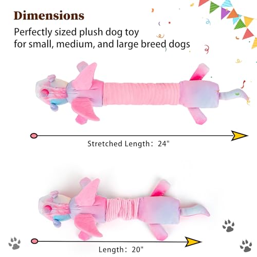 lilfrd Pink Unicorn Squeaky Dog Toy, Crinkle Plush Tug Toy for Dogs - style: Unicorn