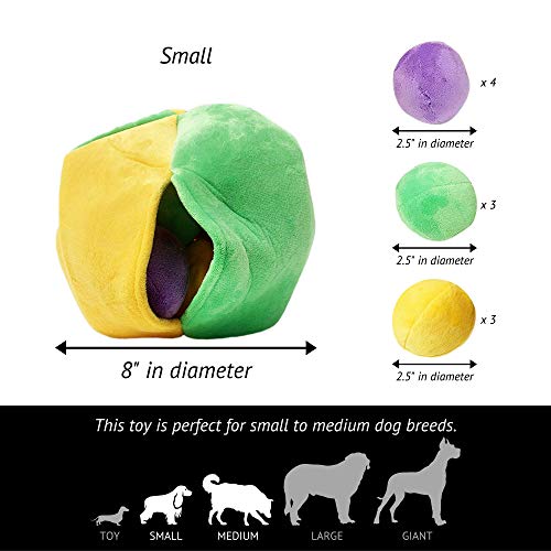Midlee Hide a Ball Puzzle Dog Toy with 10 Plush Squeaker Balls (Small) - size: Small