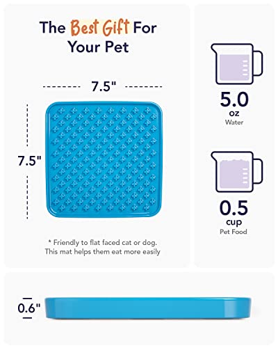 LE TAUCI PET Slow Feeder Dog Bowl, 7.5 Inch Lick Mat for Medium and Large Breed, Anxiety Relief Licking Mat, Puzzle Feeder for Peanut Butter, Treats, Pet Enrichment Toys, Cross Blue