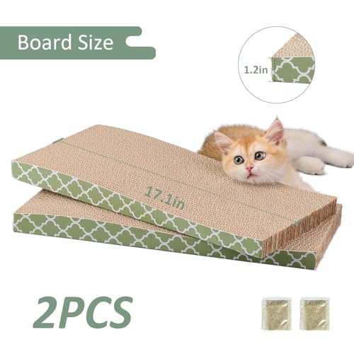 Cat Scratcher Cardboard Scratching Pads Scratch with Catnip 2PCS Reversible Corrugated Cardboard - size: M-2PCS