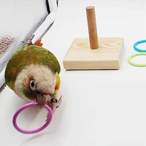 Litewoo Bird Intelligence Training Toy Color Rings Wooden Parrot Tabletop - color: parrot ferrule toy 1