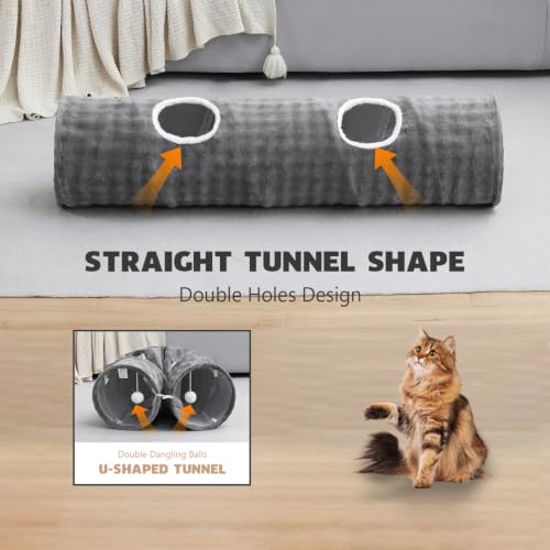 Straight Bubble Cat Tunnel for Indoor Cats 47"x12", Grey - color: Grey, size: Straight