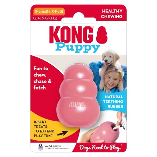 KONG Puppy, Natural Rubber Teething Chew Toy, for XS Puppies, Pink - color: Pink, size: Extra Small (Pack of 1)