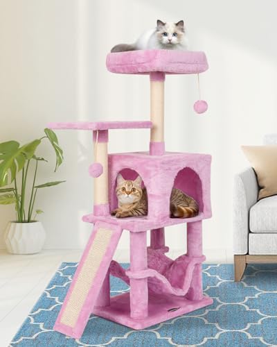 Cut Cat Tree Cat Tower Condo with Hammock Kittens Scratching Post Pink - color: Pink