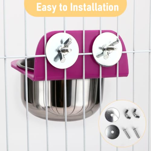 Hypeety Bird Feeder Bowl for Cage Stainless Steel Feeder Cup for Parrots, L