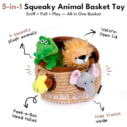 CHEWFFON Noah's Ark Burrow Dog Toy, 5-Pack Hide and Seek Toy - style: Noah's Ark