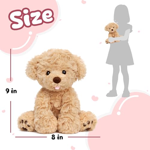 Hopearl Adorable Puppy Plush Toy Floppy Ultra Soft Dog Cute Stuffed Animal Golden Retriever Holiday Birthday Gift for for Boys Girls Kids Toddlers, Brown, 9'' - style: Puppy