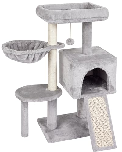 Cute Cat Tree Kitten Cat Tower Condo Furniture Scratching Posts Hammock - color: Grey