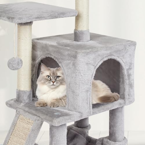 Cut Cat Tree Cat Tower Condo with Hammock Kittens Scratching Post Grey - color: Grey