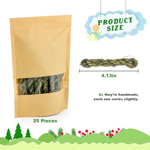 25pcs Rabbit Timothy Hay Toy for Bunny Small Animal Treats Natural Grass Stick Chew Toys Snacks Molar Teeth Grinding for Guinea Pigs Chinchillas Hamsters