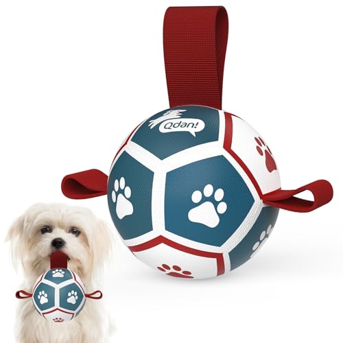 QDAN Small Dog Toys, Puppy Balls, Dog Balls with Straps for Small Breed - color: Red-Blue, size: Extra Small Size 0 (3.5 Inch)