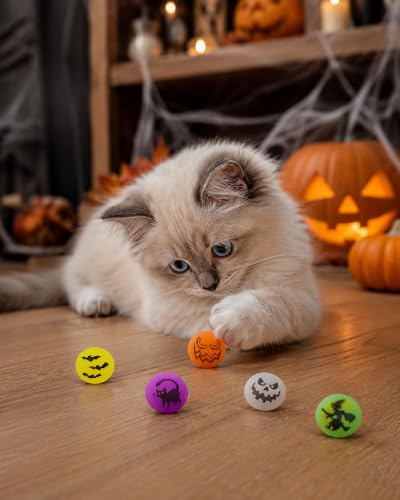PET SHOW 20 Pack Halloween Cat Toys Bouncy Balls 1.2inch for Indoor Cats - style: 20Pcs Halloween Cat Bouncy Balls